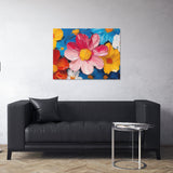 Tableau contemporain avec fleurs