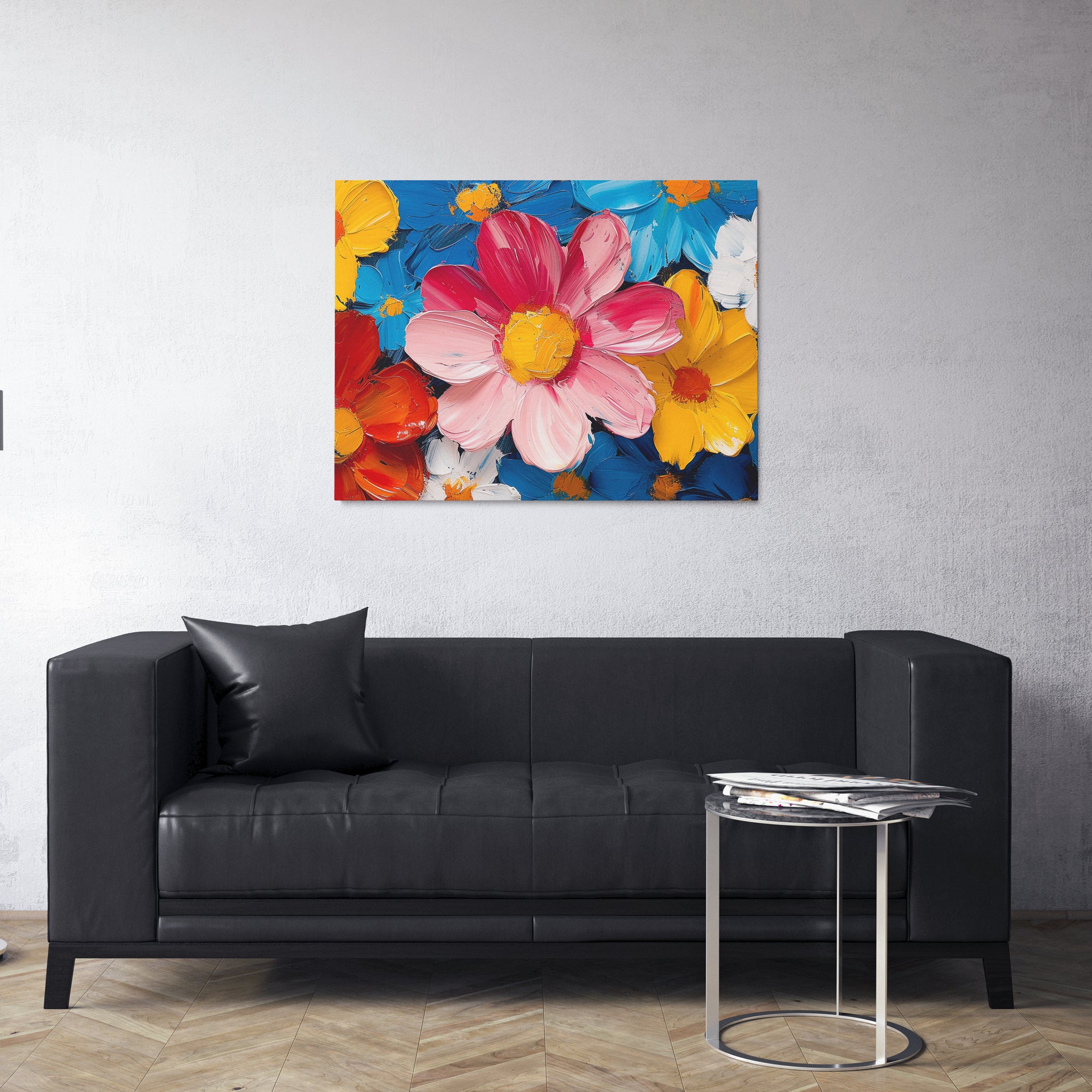 Tableau contemporain avec fleurs