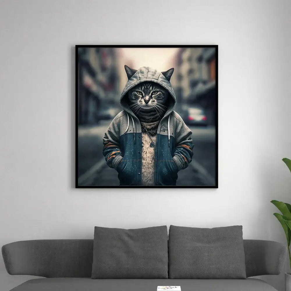 tableau animaux chat au style street art