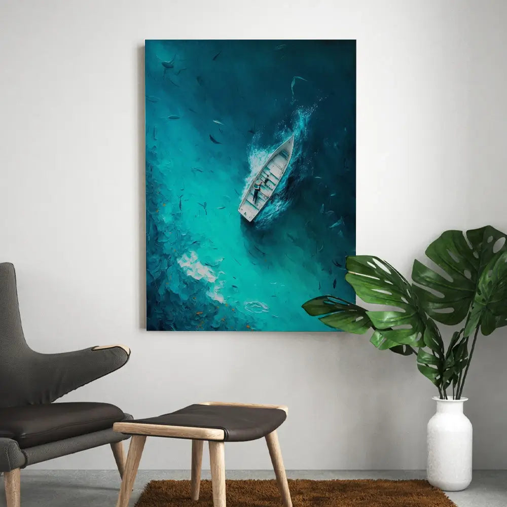 tableau bleu bateau