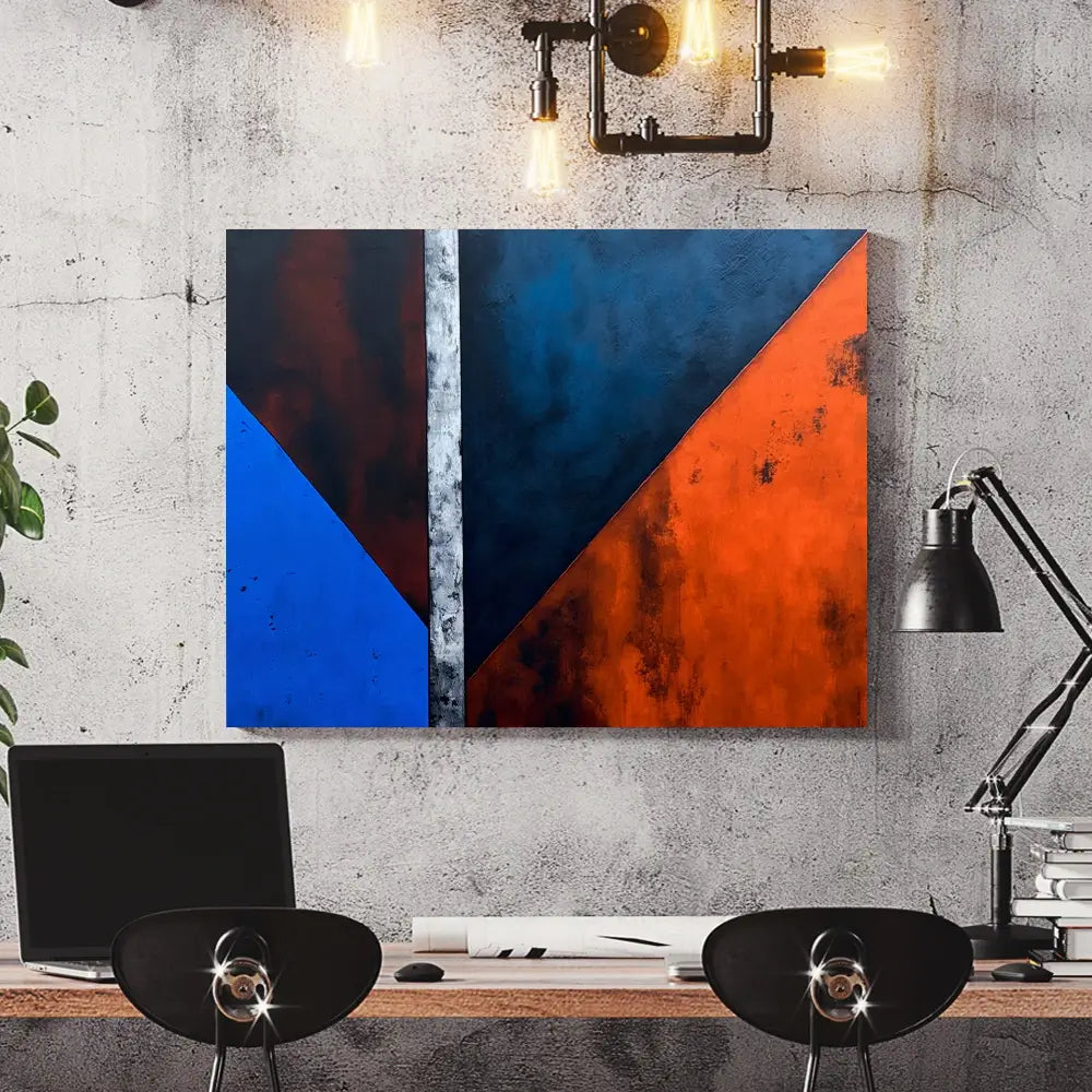 tableau bleu et orange