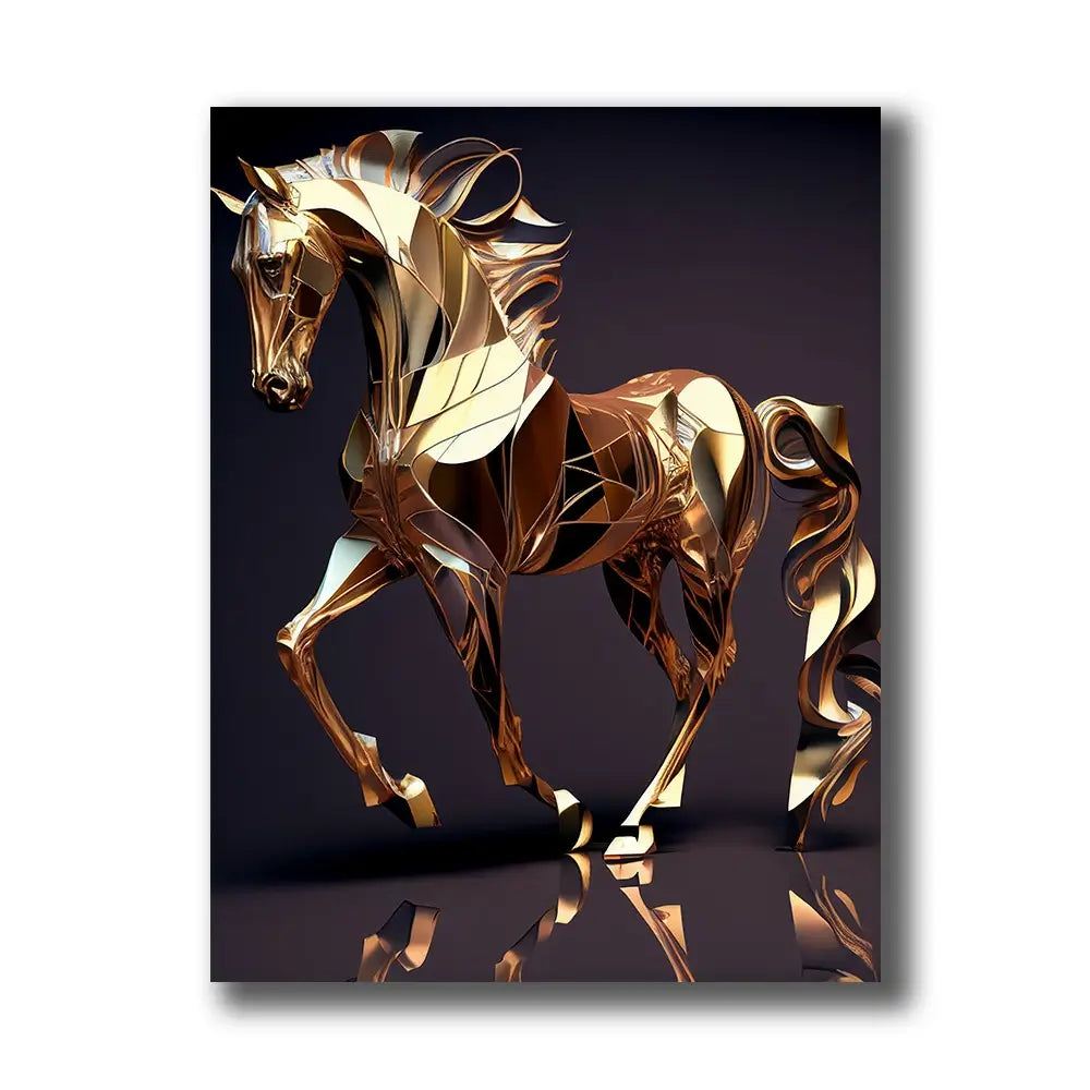 cheval design en or style sculpture