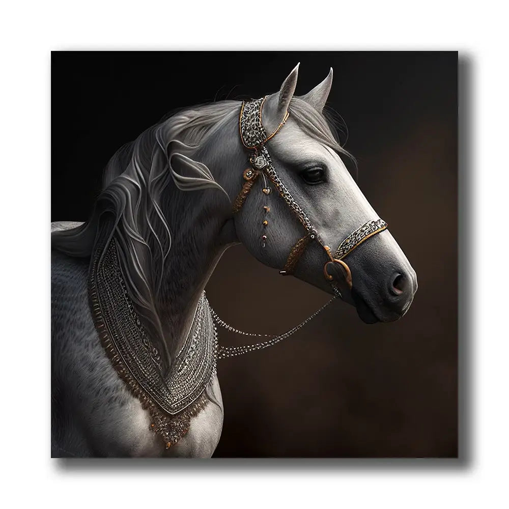 cheval arabe gris