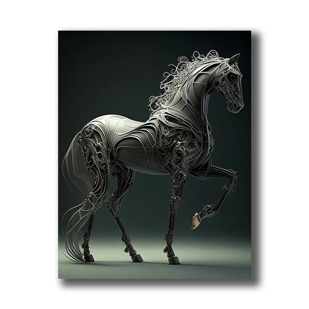 cheval moderne au style mécanique en tableau
