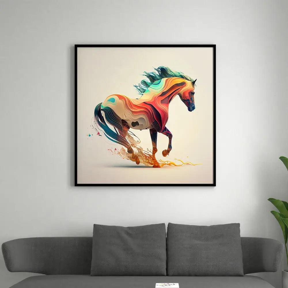tableau cheval coloré style peinture