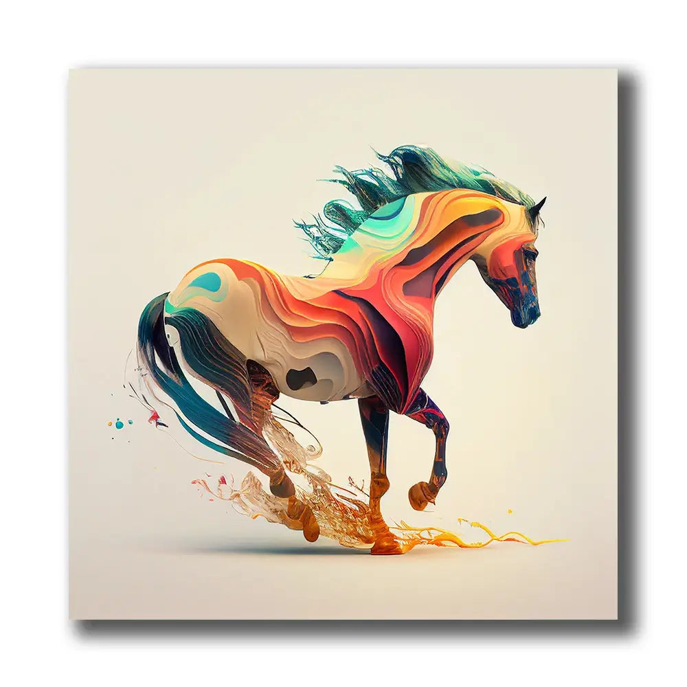 cheval en peinture colorée