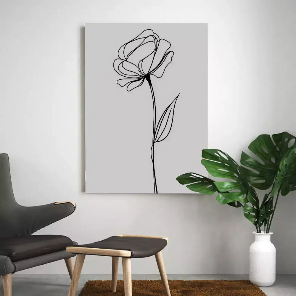 tableau de fleurs noir et blanc