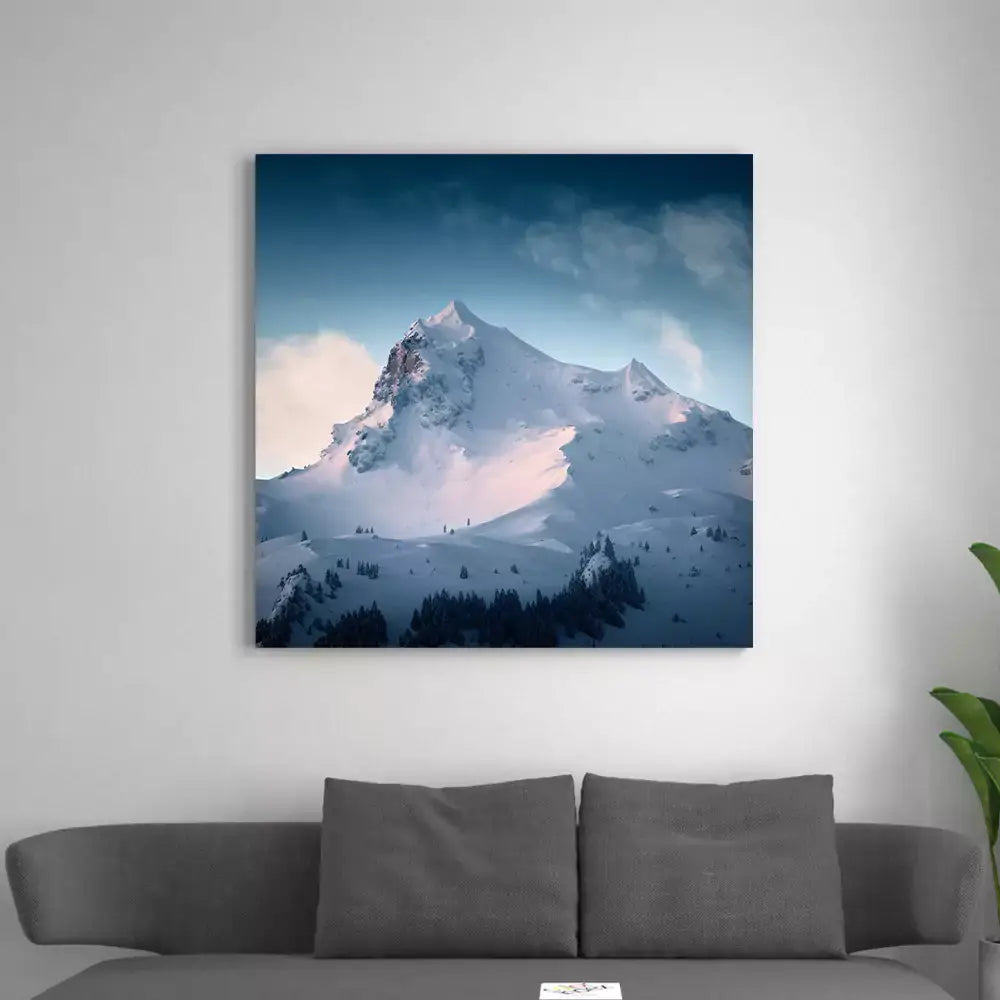 tableau de montagne enneigée