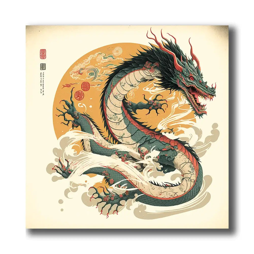 dragon japonais en tableau