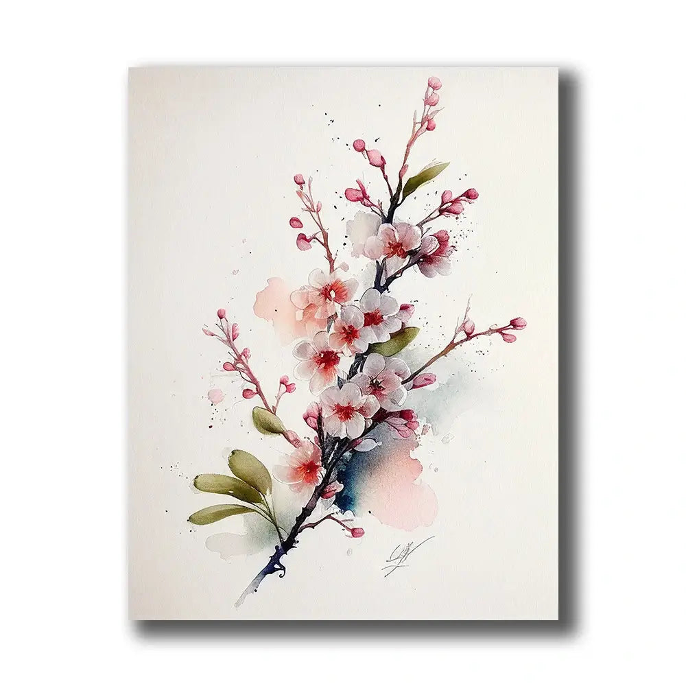 tableau fleur de cerisier blanc sur canvas