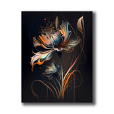 tableau fleur moderne sur canvas noir