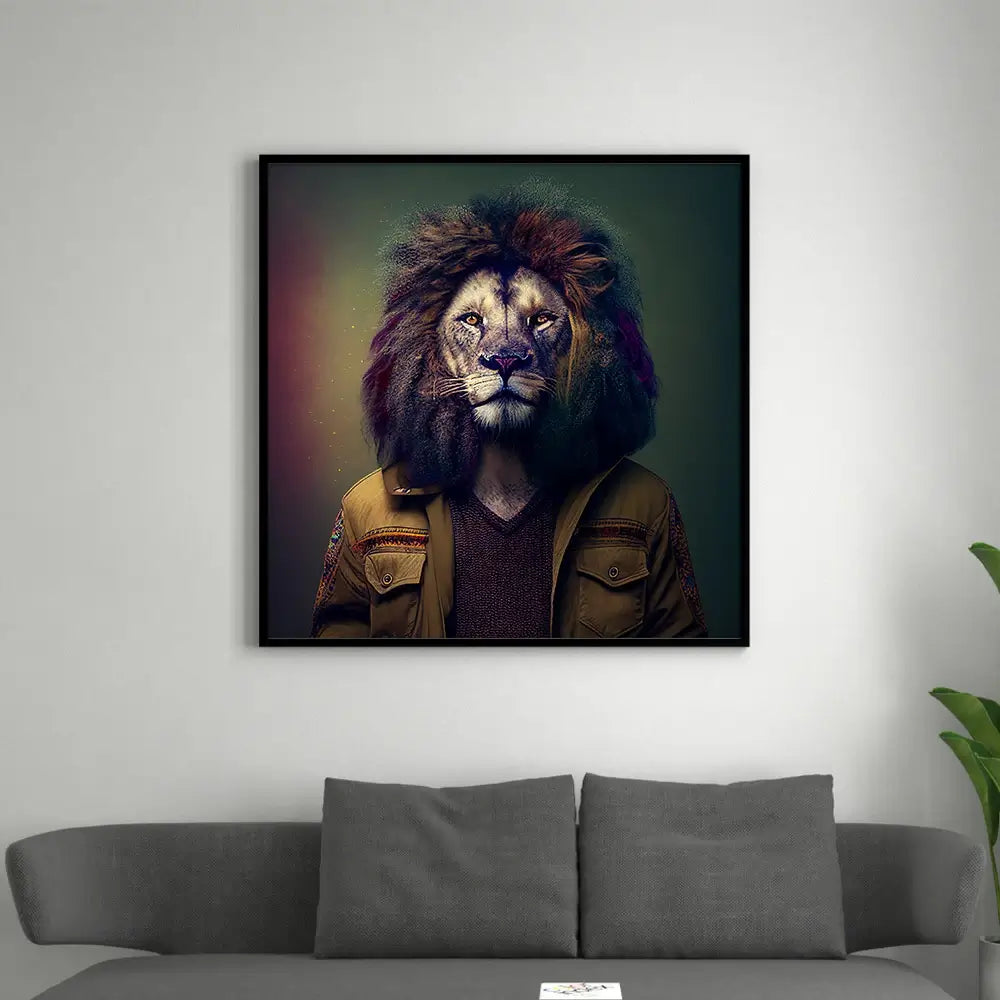 tableau homme lion