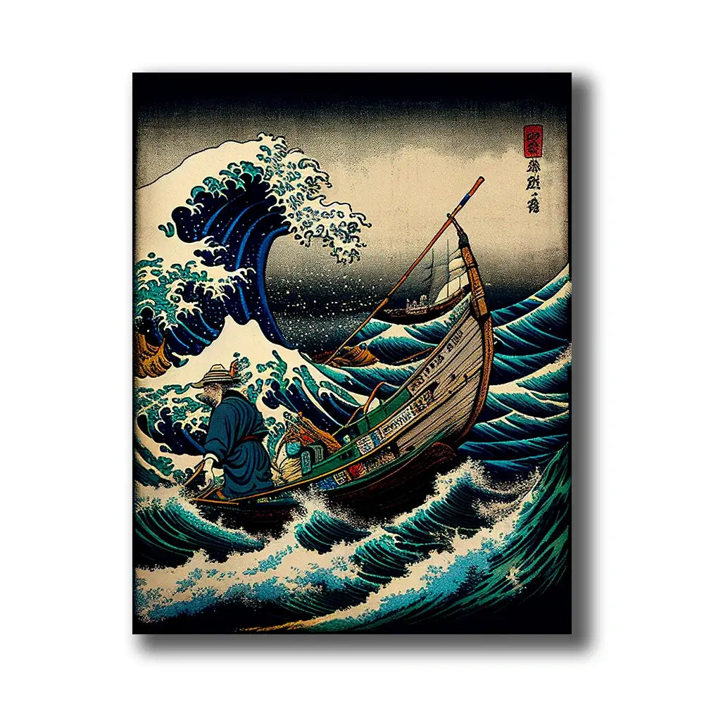 tableau japonais inspiré de la vague de kanagawa