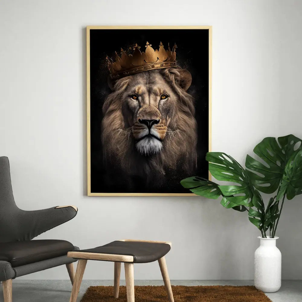 tableau lion avec couronne