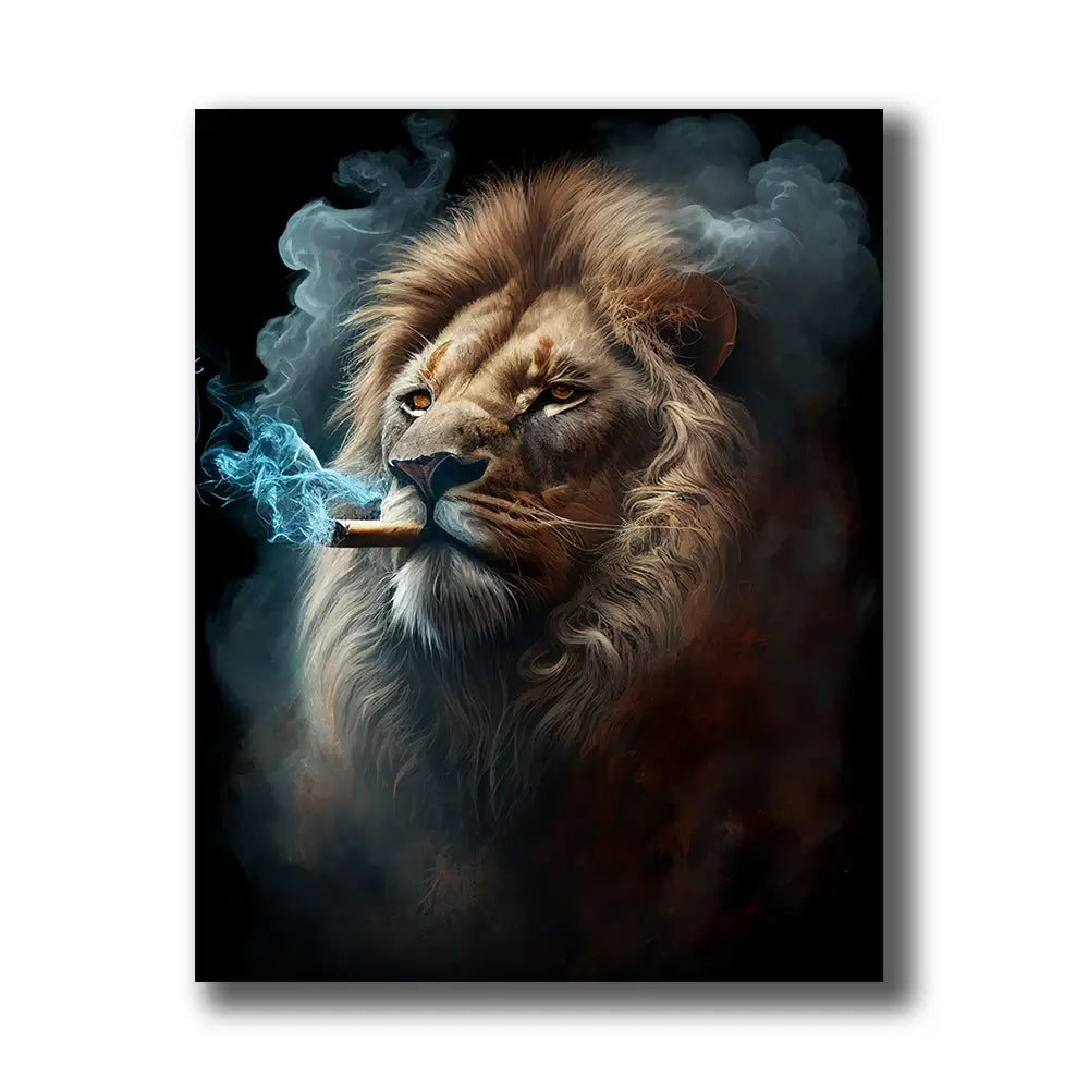 lion qui fume un cigare
