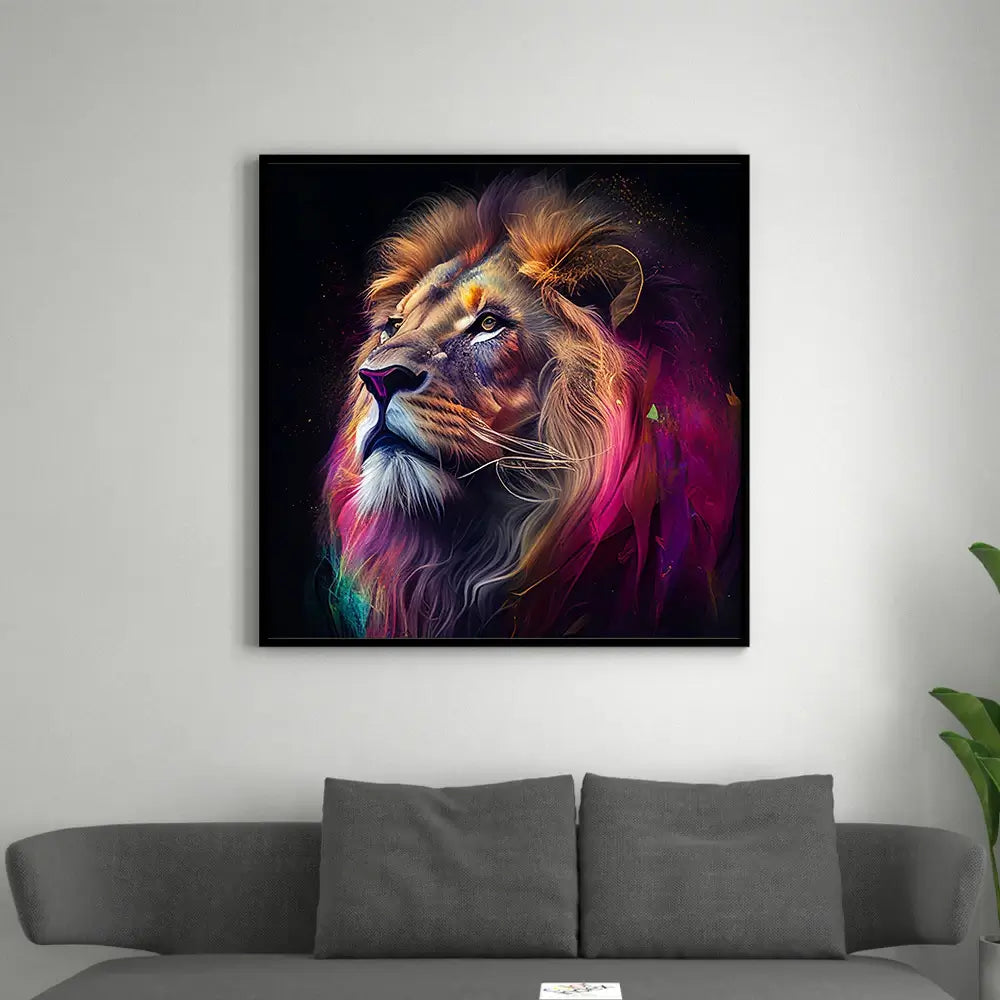 tableau lion couleur