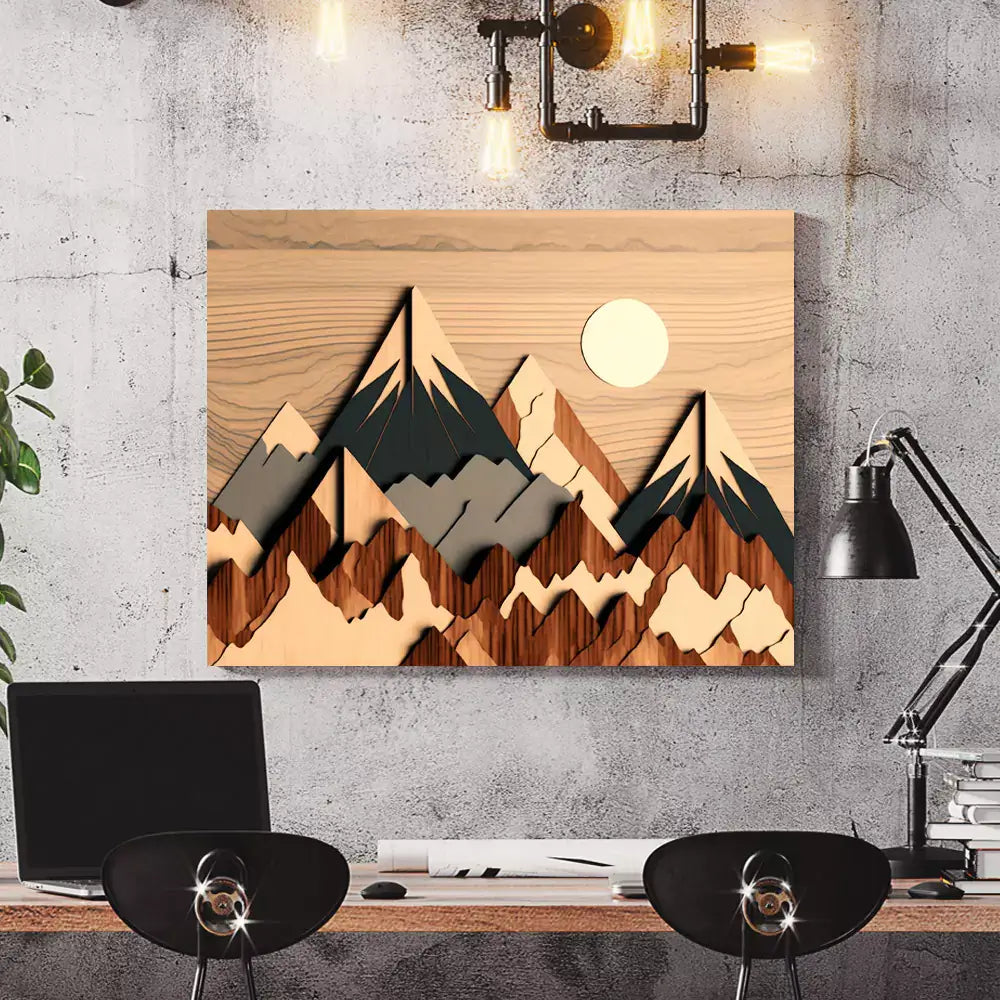 tableau montagne bois