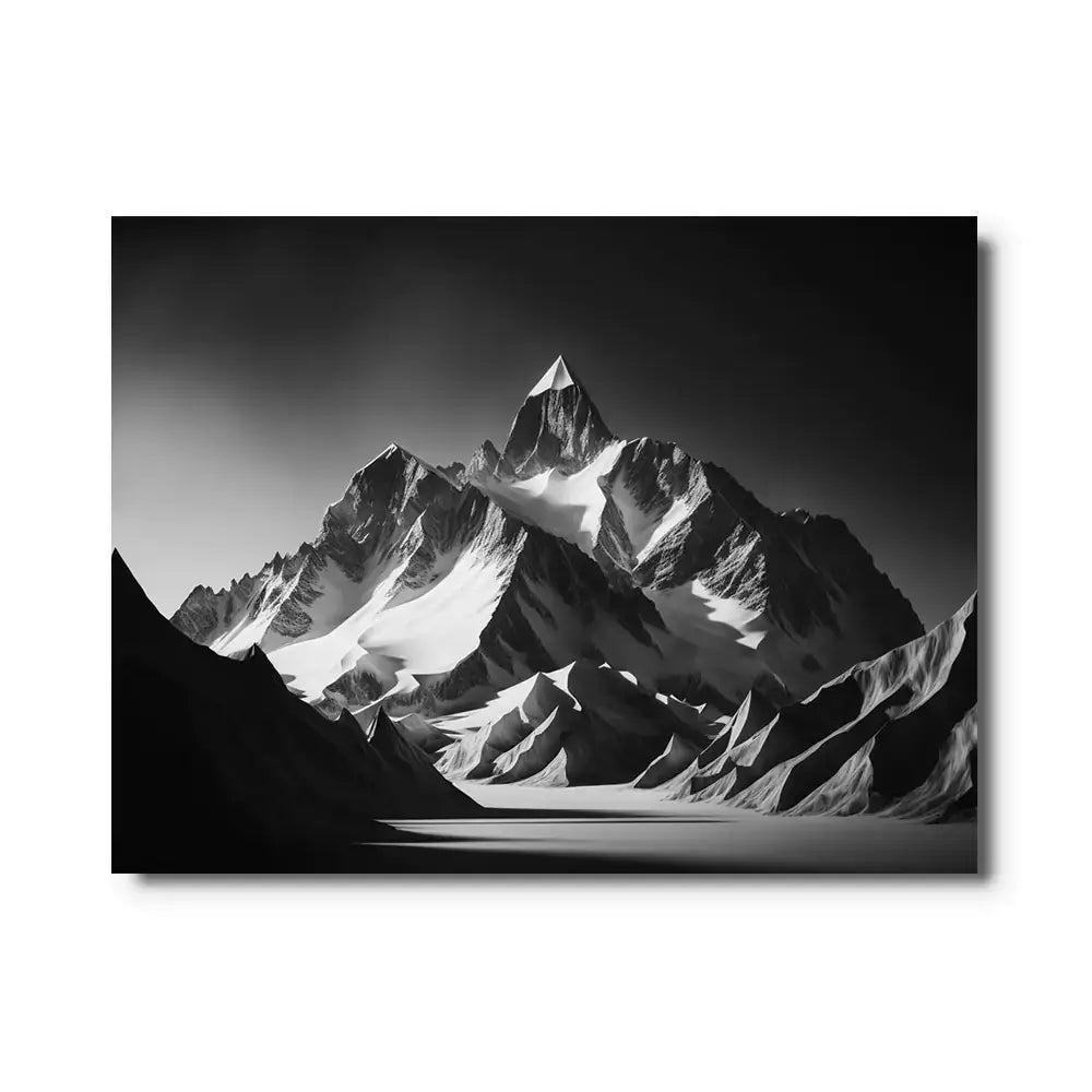 tableau de montagne en noir et blanc