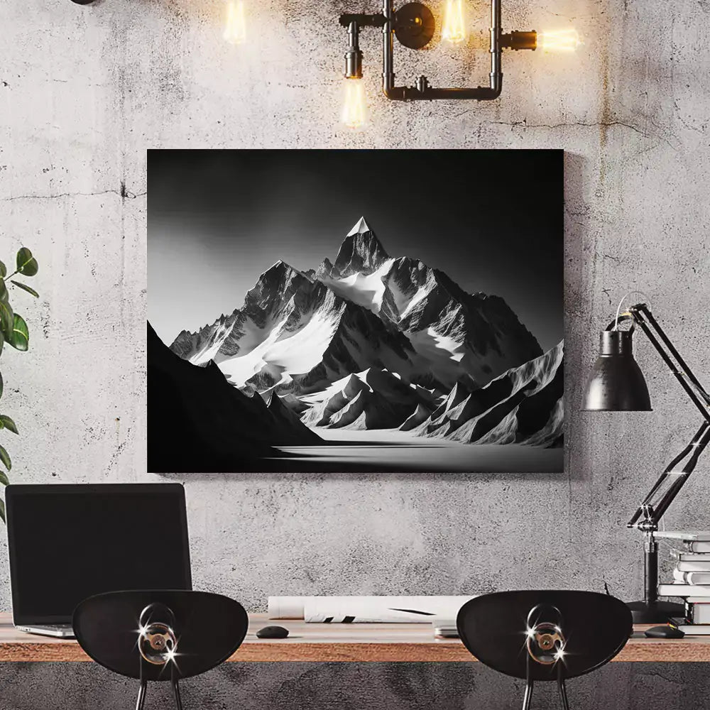 tableau montagne noir et blanc