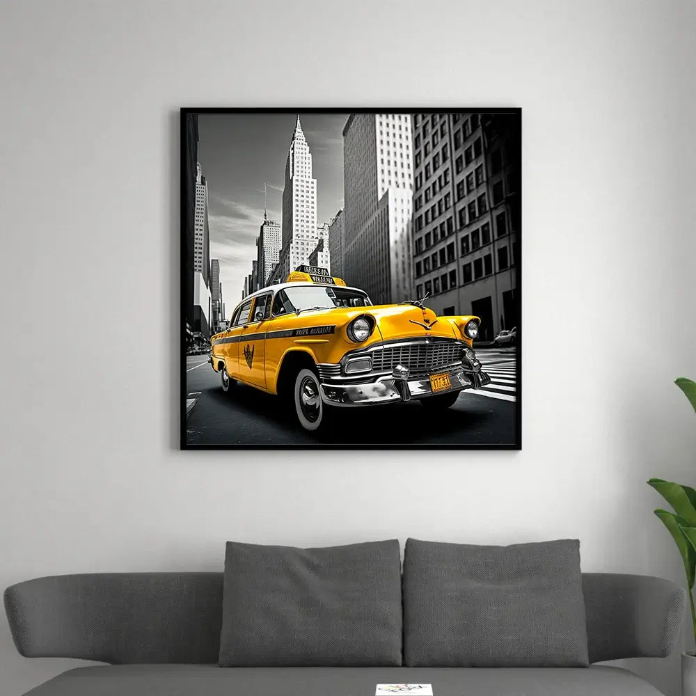 taxi jaune tableau new york