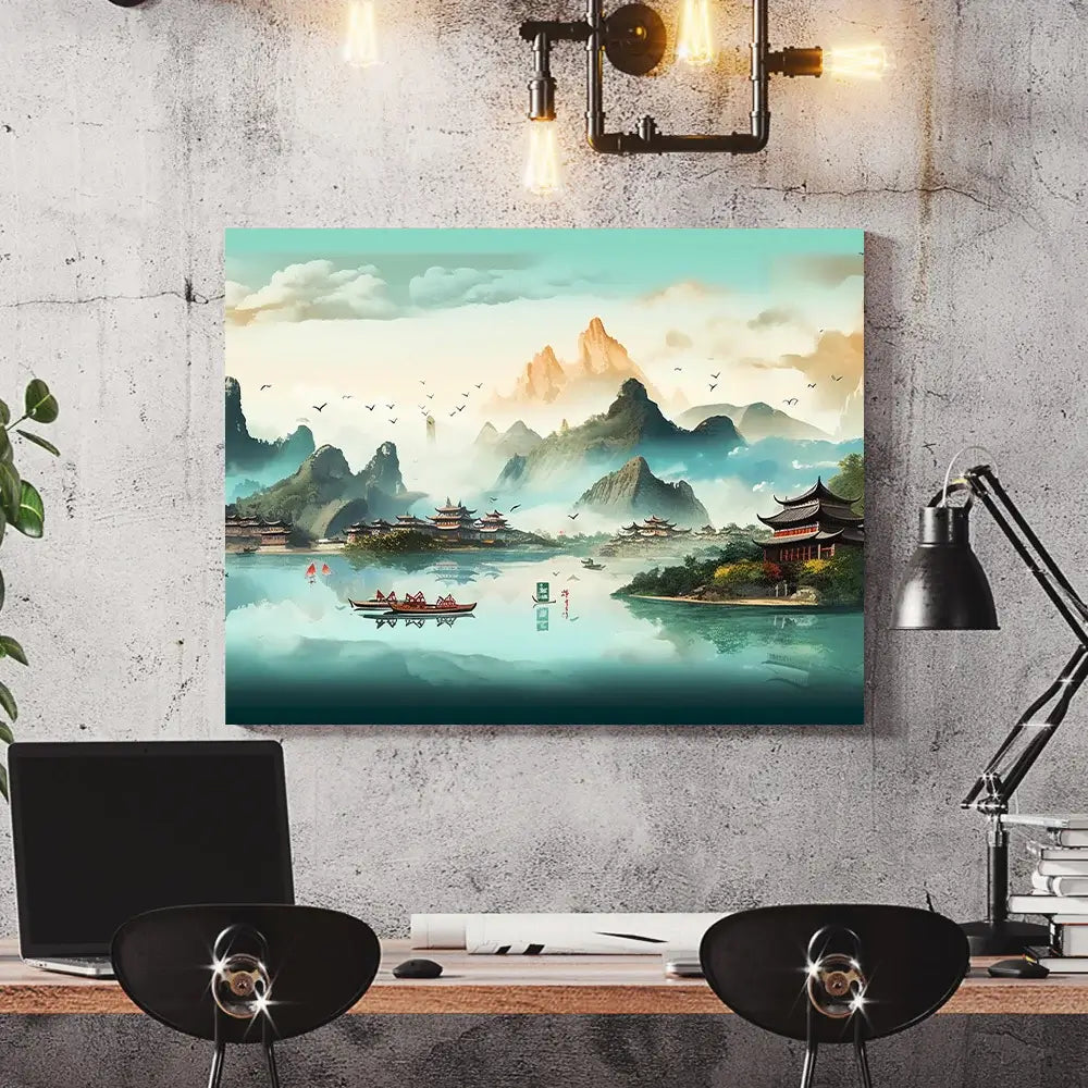 tableau paysage chinois