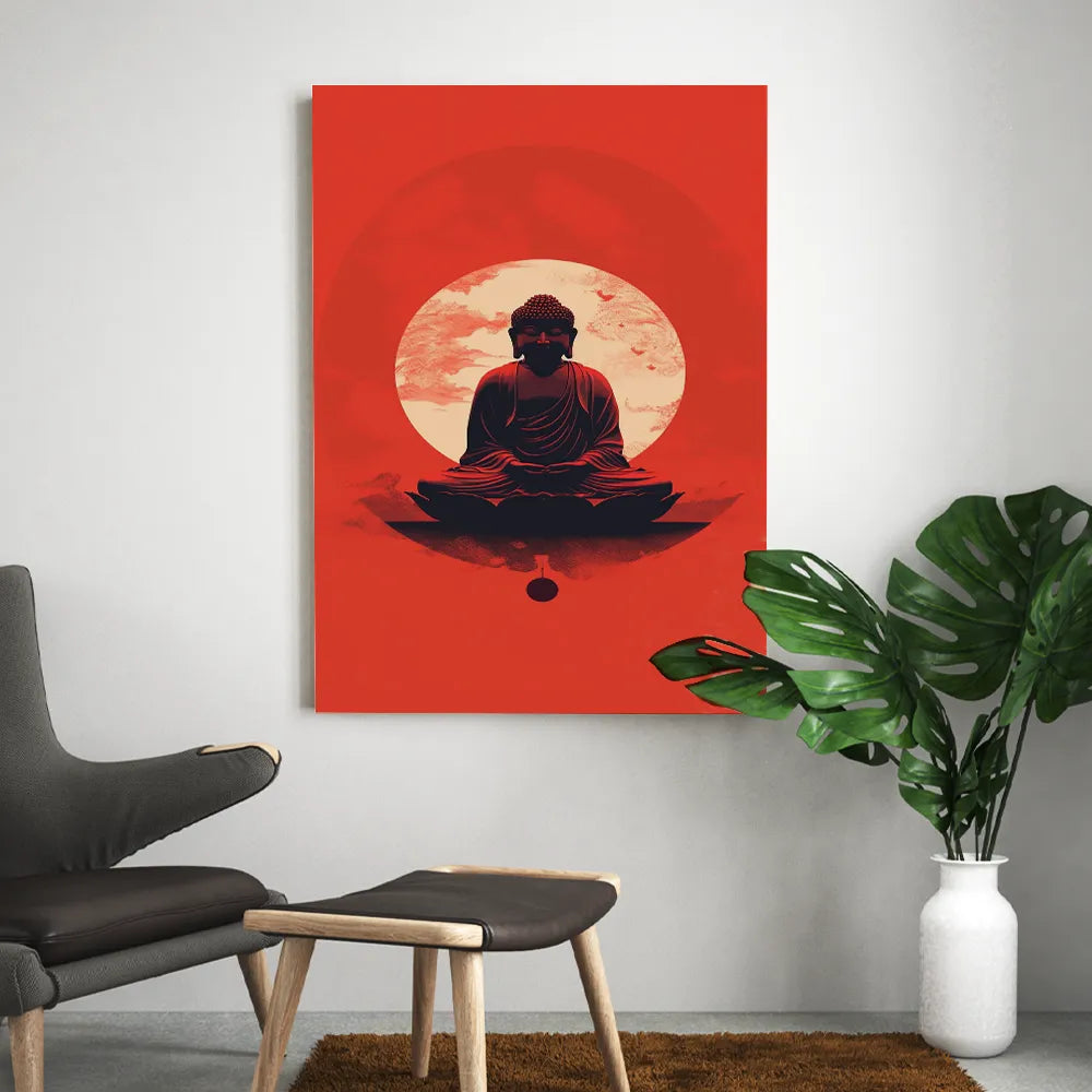 tableau-zen-bouddha-rouge