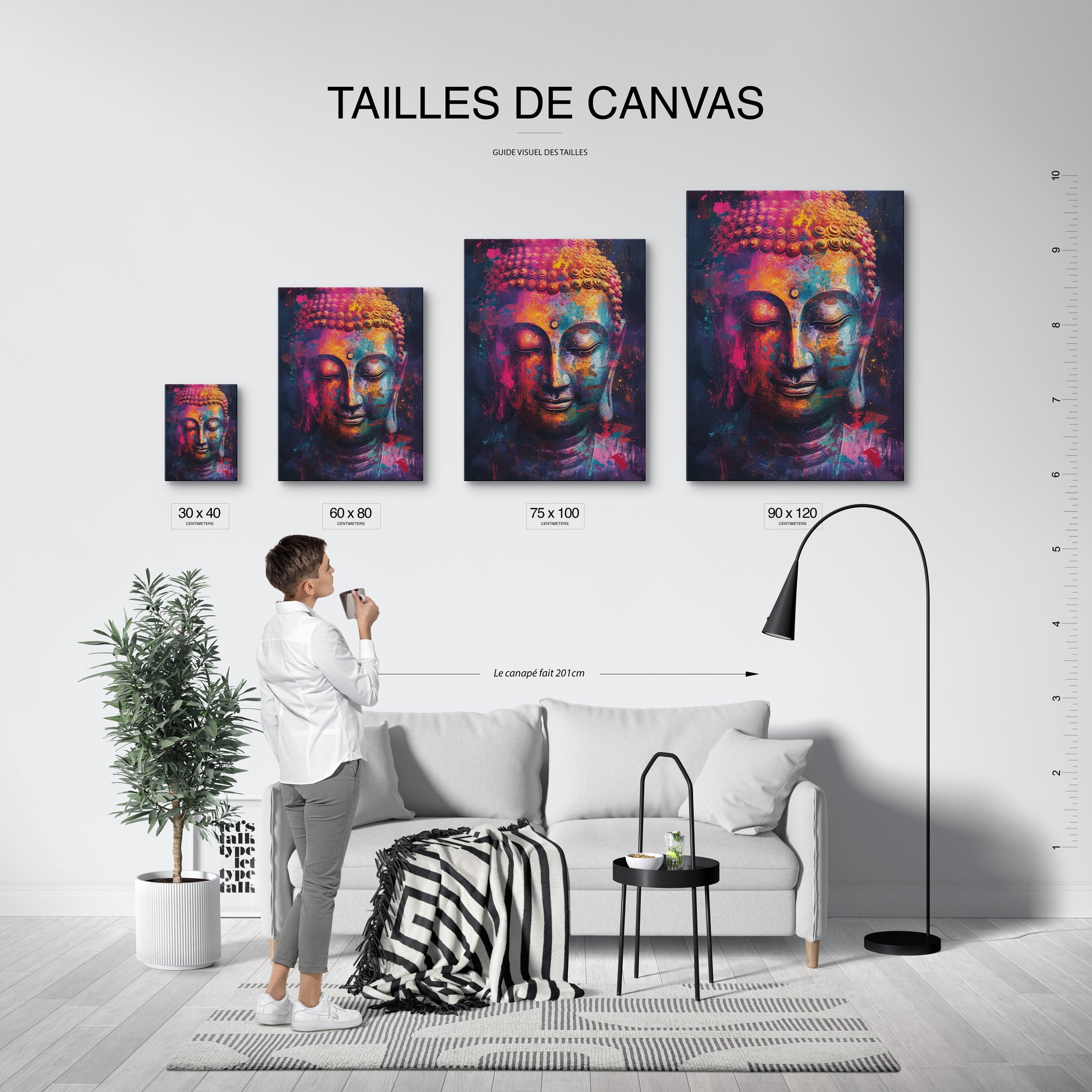 tableau_mural_bouddha_colore