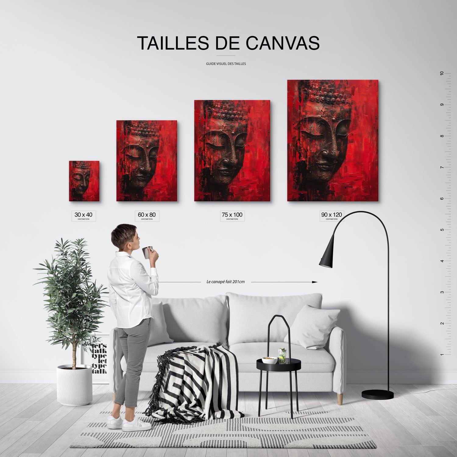 tableau_mural_zen_bouddha_rouge