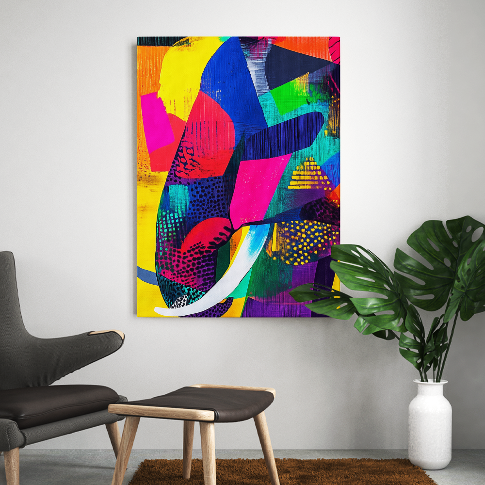Tableau Eléphant Multicolore
