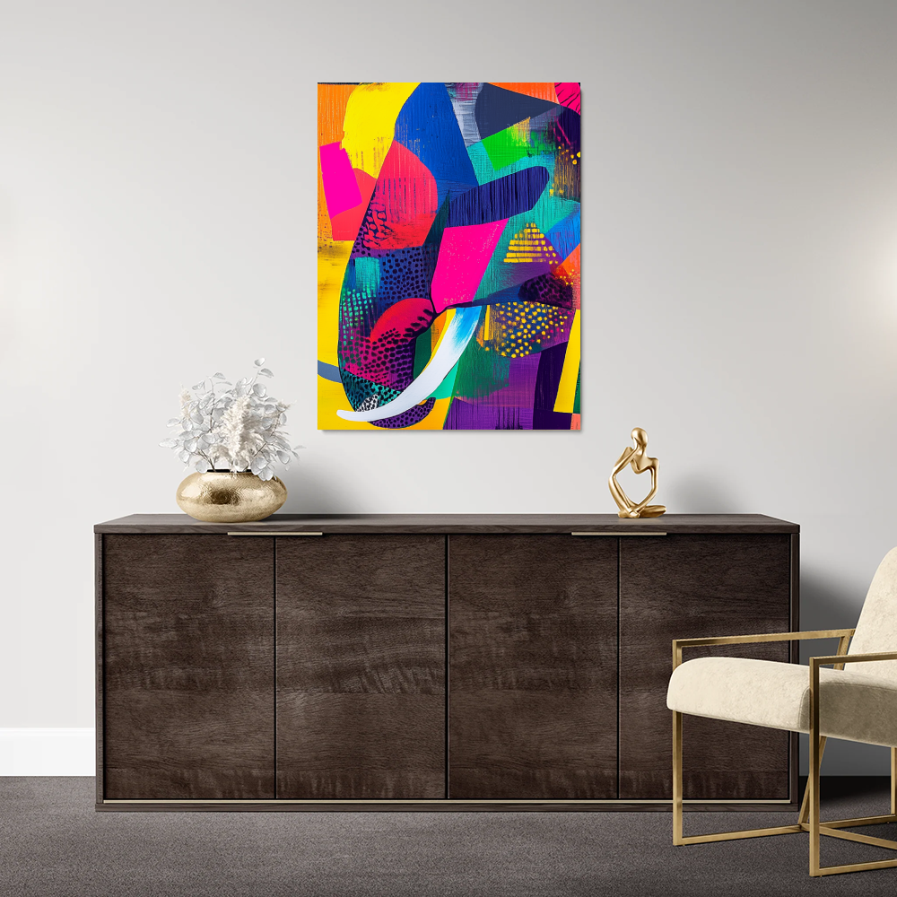 Tableau Eléphant Multicolore