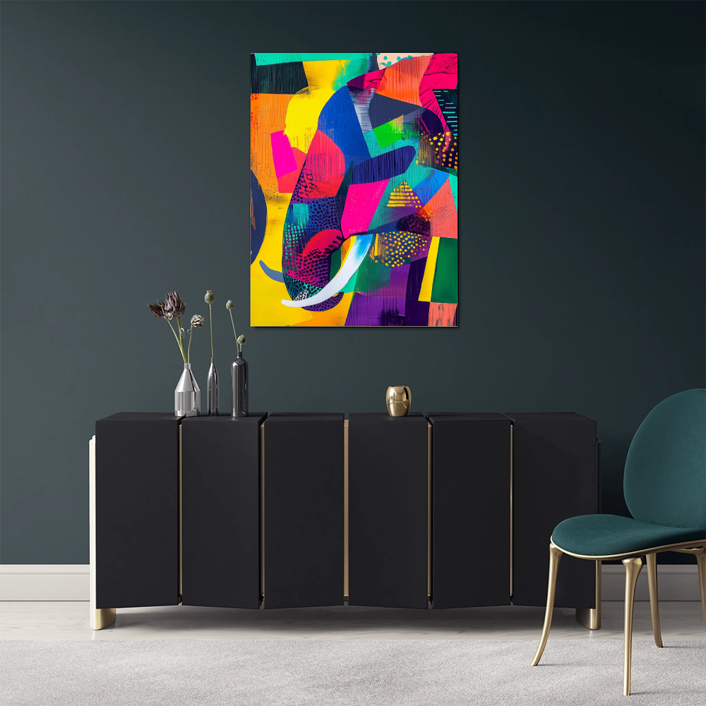 Tableau Eléphant Multicolore