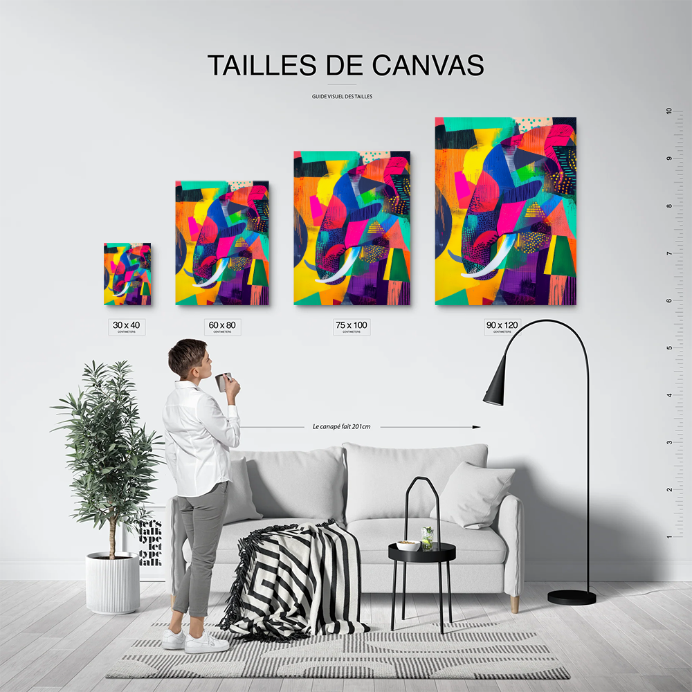 Tableau Eléphant Multicolore