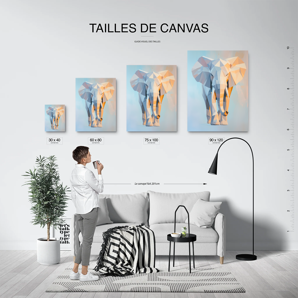 Tableau Origami Eléphant