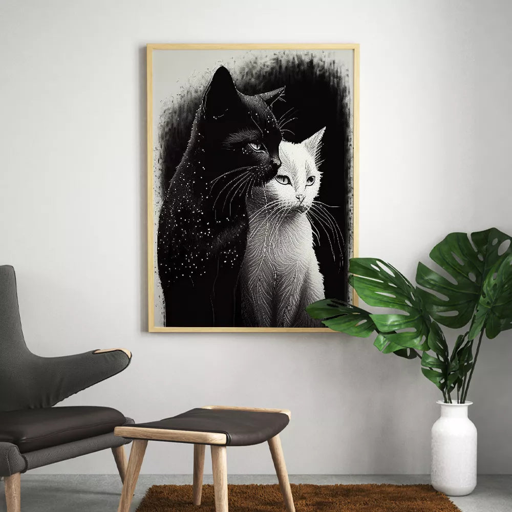 tableaux-chat-noir-et-blanc