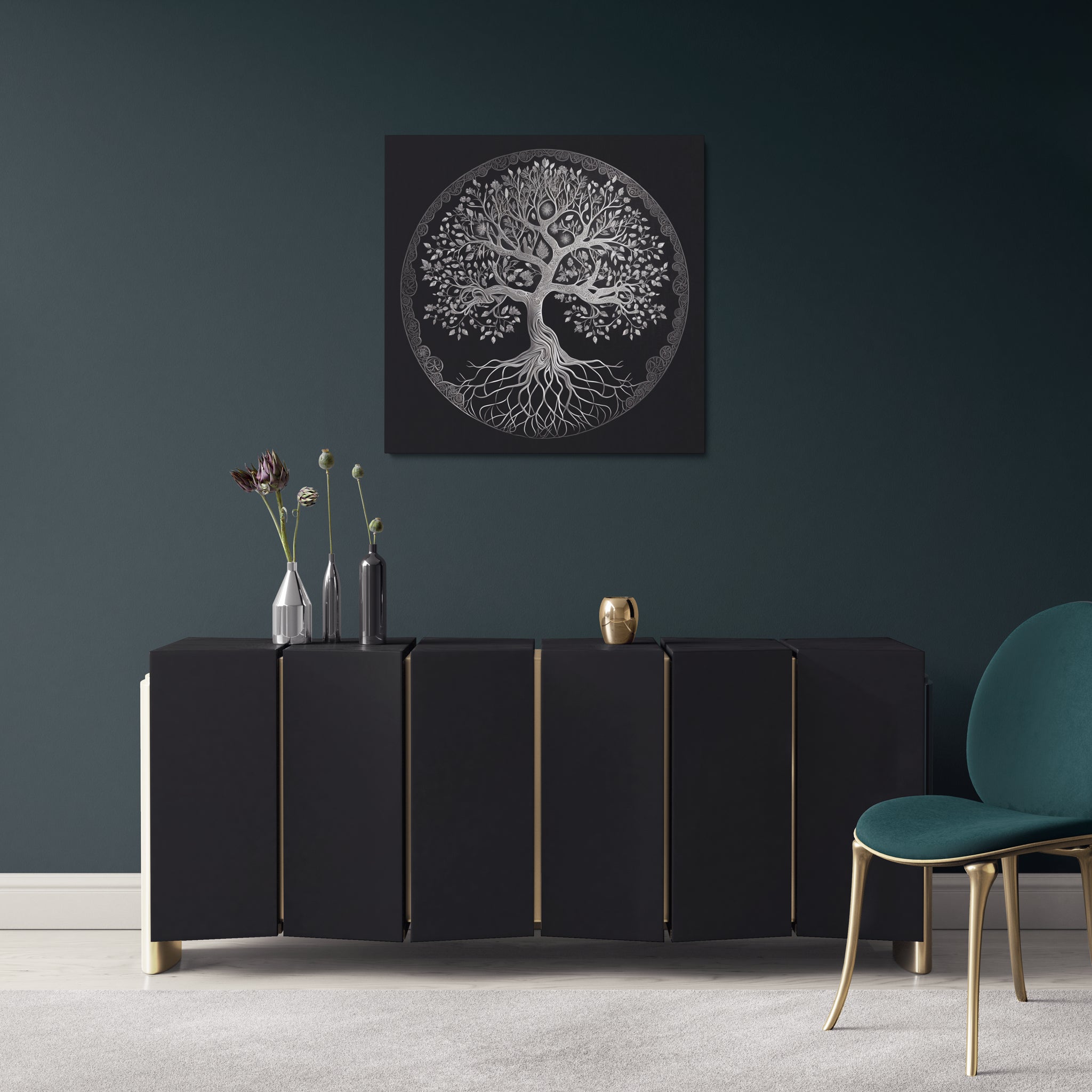 toile_decorative_Arbre_de_vie_argent