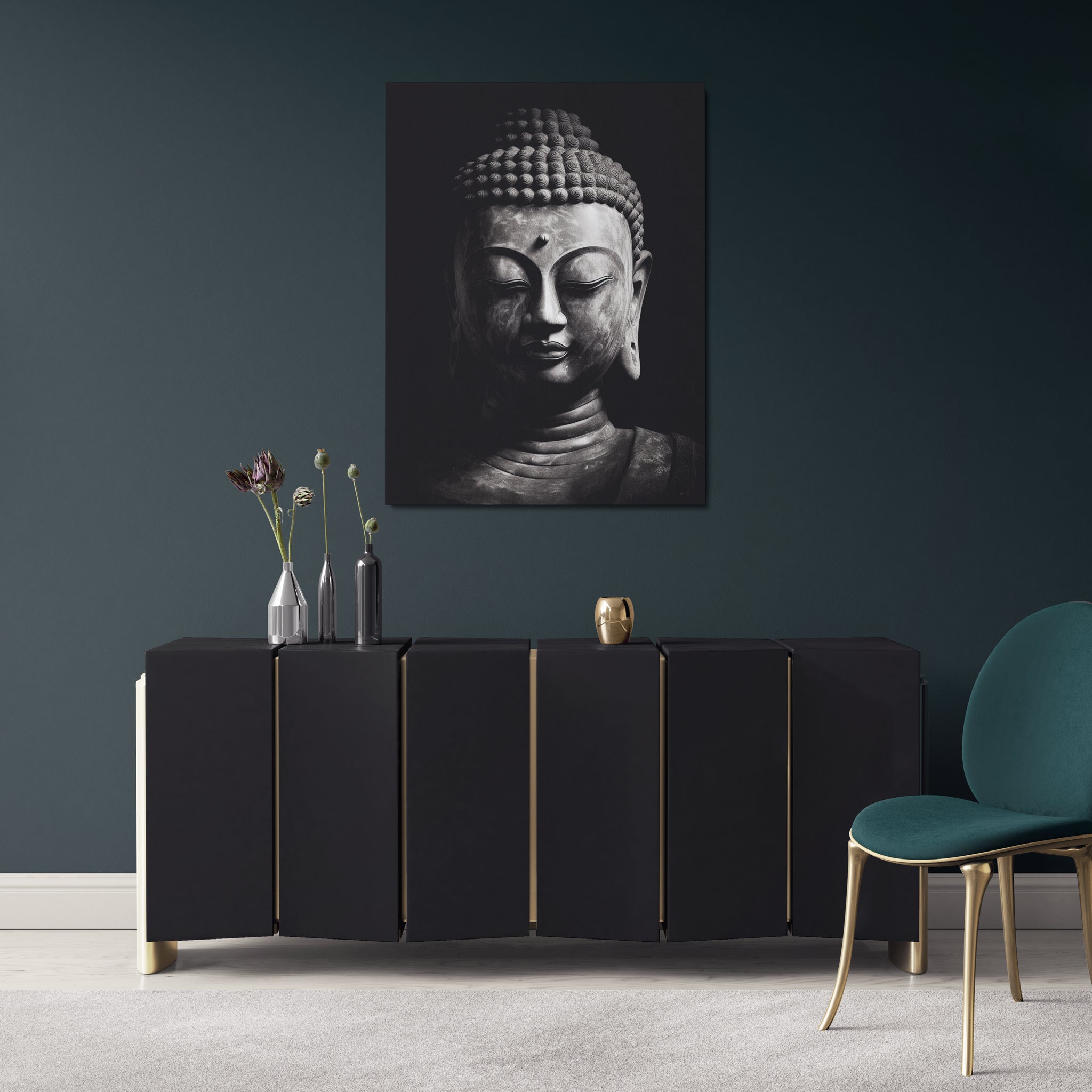 toile_decorative_bouddha_noir_et_blanc
